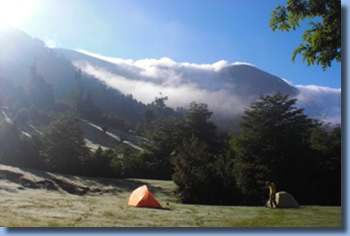 tentcamp on a 2 day ride in Pucon, Chile